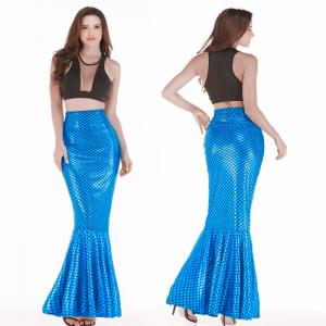 China Holographic Mermaid Tail Skirt Costume Elastic Waistband With Side Zipper Closure supplier