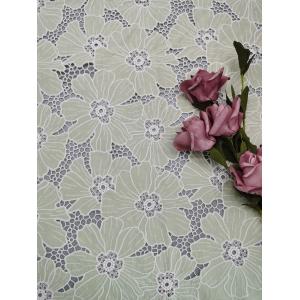 Leafy Floral Embroidered Cotton Eyelet Fabric Ivory By The Yard