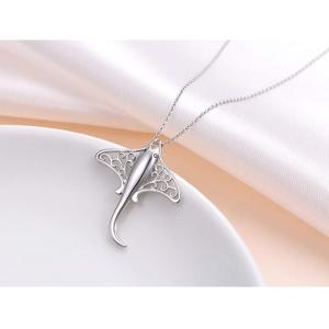 Lady tree 925 Sterling Silver Stingray Necklace Manta Ray Turtle Dolphin Charm Tortoise Necklace