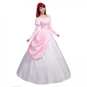 Princess Dress Wholesale Satin Pink White The little mermaid Ariel Pink dress for Hallowee