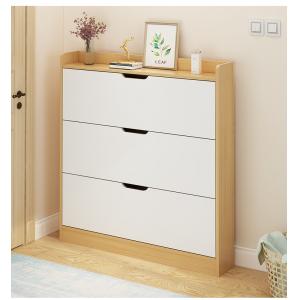 17cm Width 3 Tier Shoe Rack Cabinet , MDF Modern Shoe Cabinet White