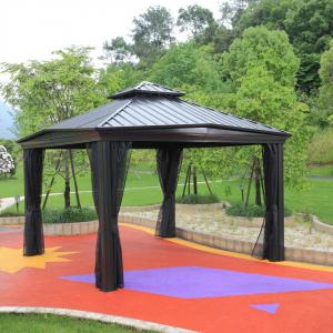 PVC Coated Iron Gazebo Quad Pop Up Gazebo With Sides Steel Frame