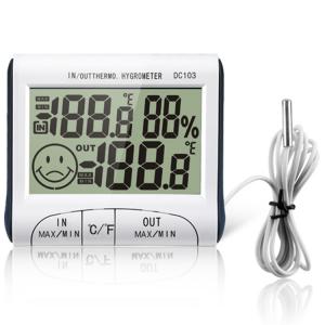 Temperature Humidity 2.9" LCD Indoor/Outdoor Digital Thermometer Hygrometer Meter w/Wired