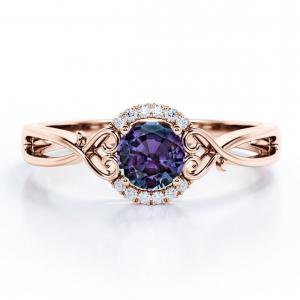 S925 Sterling Silver White CZ Ring Alexandrite Gemstone Jewellery Engagement Women Jewelry