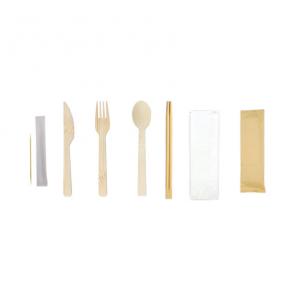 Disposable Bamboo Cutlery Biodegradable Cutlery Set With Napkin And Toothpick