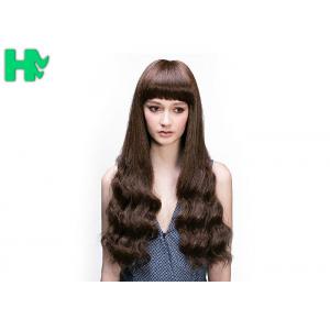 China Natural Looking Young Girl Wave Brown Wig With Bangs 26 Inch Length supplier