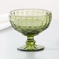 China Green Dessert Vintage Glass Trifle Bowl Footed 350ml 12 Oz Lead free on sale