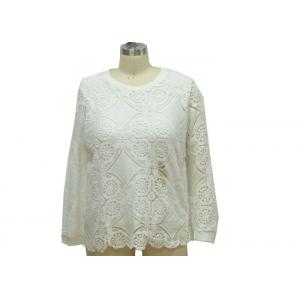 China Fashionable Dressy Ladies Casual T Shirts White Long Sleeve Lace Top OEM Service wholesale