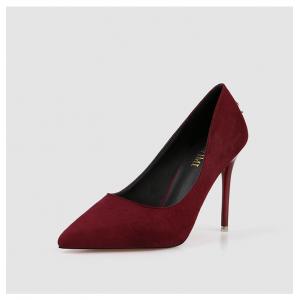 China Suede PU Women Pointed Toe Pumps 80mm heel polished tailoring supplier
