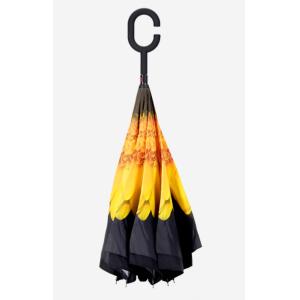 China Un parapluie en polyester réversible avec des côtes métalliques robustes et une poignée en caoutchouc confortable supplier