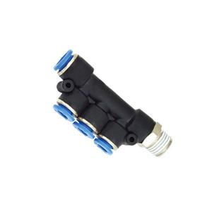 China Encaixe de tubo pneumático do T do igual do conector da linha do homem R da maneira de PKB cinco supplier