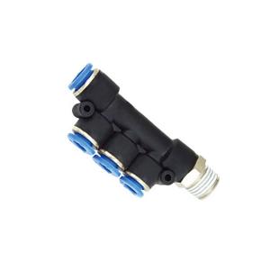 China PKB Five Way male R thread connector Equal Tee Pneumatic Tube Fitting supplier