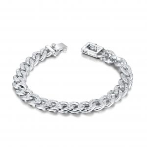 Luxury charm Cuban Link Bracelets 925 Silver CZ Bracelets For Men