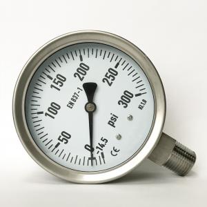 4" 300 psi Radial Direction Connection Manometer 1/2" NPT Vacuum All Stainless Steel Pressure Gauge