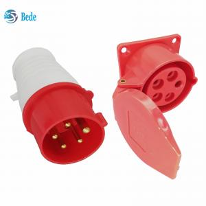 Industrial Plug 3 Phase Socket 5 Pins 3P+N+E 16A PP Material Housing Brass Contact Pins