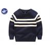 Stripes Reglan Sleeves Boys Knit Pullover Sweater , Boys Cable Knit Jumper Navy