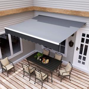 4x2.5m Retractable Manual Awning Window Door Sun Shade Canopy with Fittings and Crank Handle