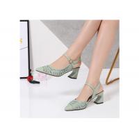 China Cusp Shape Sheepskin Strappy Mid Heel Sandals on sale
