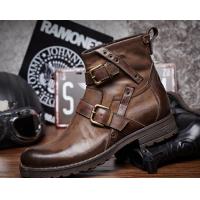 China Genuine Leather British Retro Mens Martin Boots / Trendy Chelsea Boots on sale