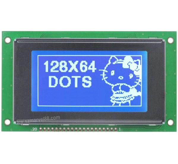 M12864A3-B5, 12864 Graphics LCD Module, 8 x 64 dot-matrix Display, STN Blue, transmissive/