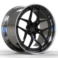 China 2-piece 22x10 barrel polished center gloss black forged rims deep dish wheels for 488 on sale