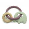 Food Grade Elephant Silicone Beech Wooden Teething Toys For Young Babies