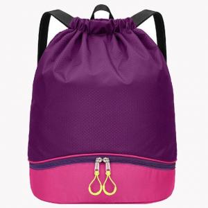 Outdoor Sports Drawstring Basketball Bag Backpack With Shoe Compartment