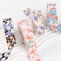 China Floral Blossom Printed Cotton Ribbon 25mm Personalized Gift Ribbon on sale