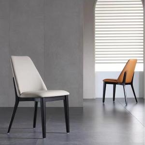 China Extendable Back Italian Style Dining Chairs Wood Frame Unique Design  Leather supplier