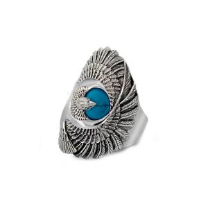 China Thai Silver Eagle Vintage Style Men's Ring with Turquoise (R6030809) supplier
