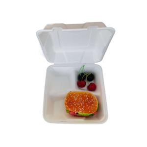 China Caixas de papel do almoço compostable biodegradável do compartimento do bagaço 8inch para o fast food para o uso do restaurante e do partido supplier