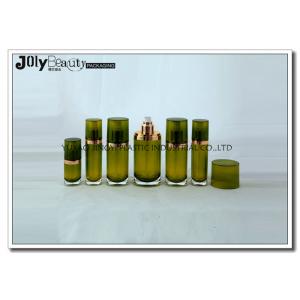 China Customized empty lotion bottles with pump , Middle section golden ink green supplier