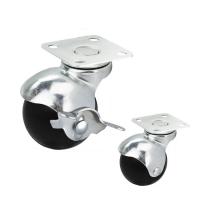 China 50mm Diameter Black Plastic Top Plate Ball Casters With Side Brake on sale