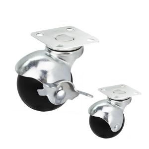 China 50mm Diameter Black Plastic Top Plate Ball Casters With Side Brake supplier