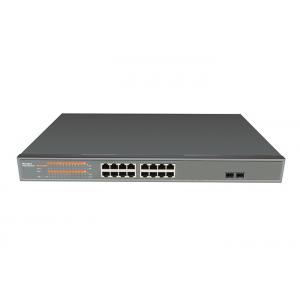 China Fiber Ethernet PoE Switch Unmanaged 16x10/100Base-TX + 2x1000Base-FX SFP / 16xPoE supplier