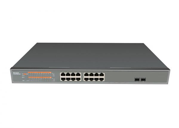 Fiber Ethernet PoE Switch Unmanaged 16x10/100Base-TX + 2x1000Base-FX SFP /