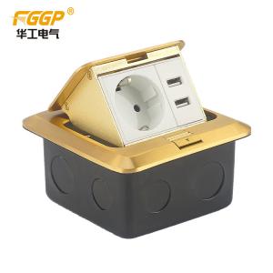 16A Brass Golden Floor Outlet Box Usb Pop Up CE Electrical Sockets