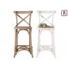 French Style Solid Wood Restaurant Bar Stools Rustic Rattan Seater X Shape Back