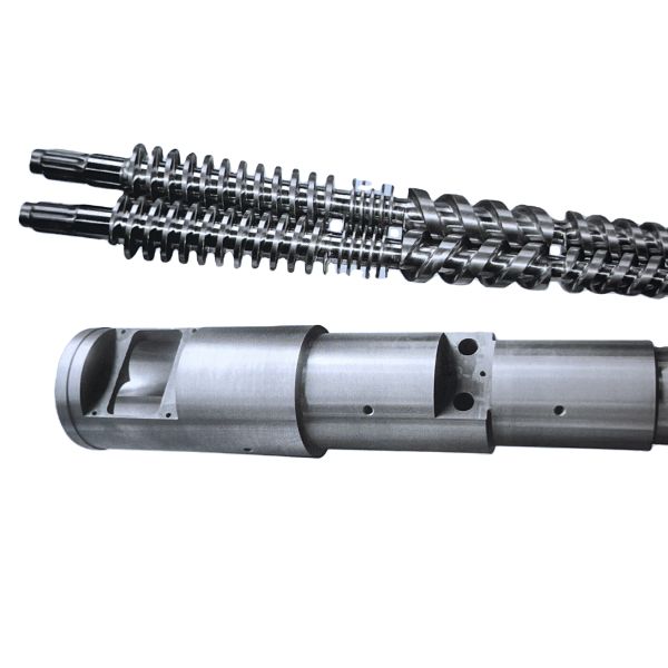Conical Twin Screw and Barrel with Max Output Capacity 150kg/h Customizable Barrel Length and Surface Roughness Ra0.4um