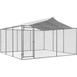 Outdoor Dog Kennels for Large Dogs with Roof, Heavy Duty Metal Dog Enclosures for Outside, Large House Cage Dog Pen