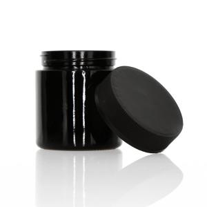 3oz Child Resistant Clear Black Glass Jars Wholesale 3oz Child Resistant wide mouth 3.5g flower jar custom round