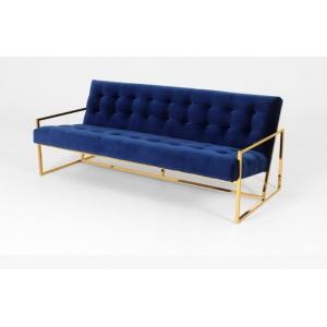 China Nice design wooden button velvet upholstery stainless steel frame long back sofa supplier