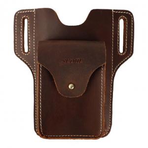 China Men'S Cowhide Leather Mobile Phone Belt Pouch 16.9x3.5x15.9cm supplier