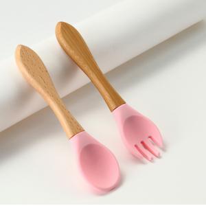 Custom Silicone Forks And Spoons , Silicone Baby Food Set For Toddler Weaning Training