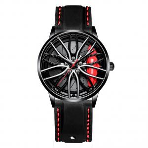 China Car Wheel Hub Leather Strap Wrist Watch For Men 3ATM 22cm supplier