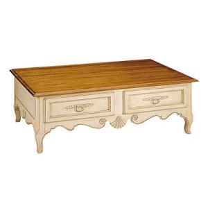 Oak Wood Hand Carved Flower Gilding Hotel Coffee Table / Modern End Tables