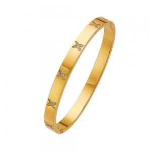 China MVCOLEDY Jewelry Gold Plated Bangle Bracelet Cz Stone Stainless Steel With Crystal supplier