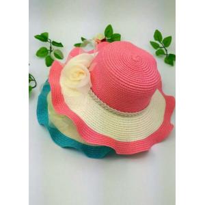 Nylon Floral Strip Straw Beach Hat Dyeing Bowknot Hand Printing Method Available