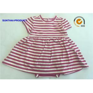 China Short Sleeve Newborn Baby Girl Dresses , 100% Cotton  Baby Girl Striped Dress supplier