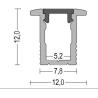 PC PMMAカバーwidth12mm high12mmとの引込められたアルミニウムLEDのプロフィール